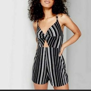FREE BUNDLE ITEM Wild Fable Black and White Striped Sleeveless Romper EUC